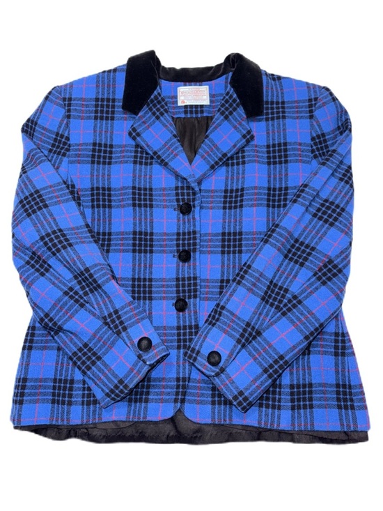 Pendleton Jackets & Blazers - Vintage Pendelton 16P Wool Riding Jacket Coat Blue Black Plaid Women Blazer EUC